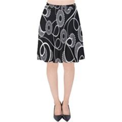 Floral Pattern Background Velvet High Waist Skirt