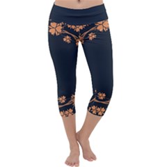 Floral Vintage Royal Frame Pattern Capri Yoga Leggings by BangZart