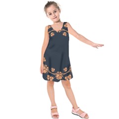 Floral Vintage Royal Frame Pattern Kids  Sleeveless Dress by BangZart