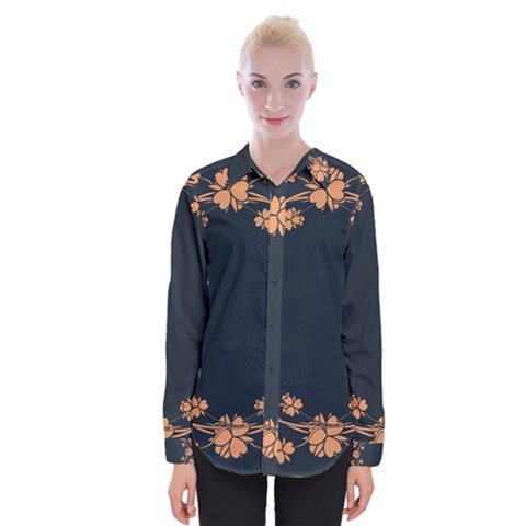 Floral Vintage Royal Frame Pattern Womens Long Sleeve Shirt by BangZart