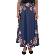 Floral Vintage Royal Frame Pattern Flared Maxi Skirt by BangZart