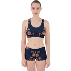 Floral Vintage Royal Frame Pattern Work It Out Sports Bra Set by BangZart