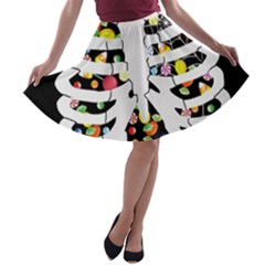 Trick Or Treat  A-line Skater Skirt by Valentinaart