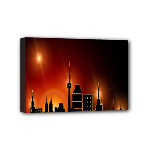 Gold Golden Skyline Skyscraper Mini Canvas 6  X 4  by BangZart