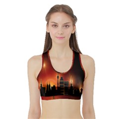 Gold Golden Skyline Skyscraper Sports Bra With Border by BangZart