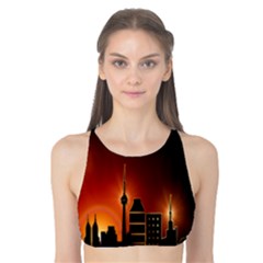 Gold Golden Skyline Skyscraper Tank Bikini Top