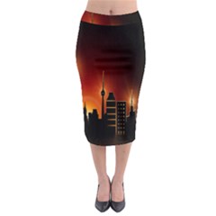 Gold Golden Skyline Skyscraper Midi Pencil Skirt by BangZart