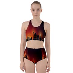 Gold Golden Skyline Skyscraper Racer Back Bikini Set