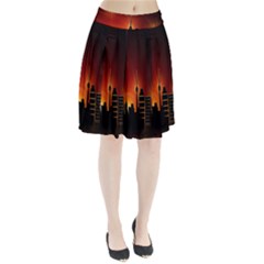 Gold Golden Skyline Skyscraper Pleated Skirt by BangZart