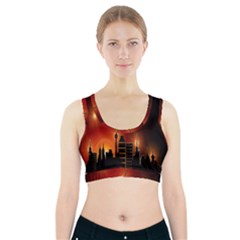 Gold Golden Skyline Skyscraper Sports Bra With Pocket by BangZart