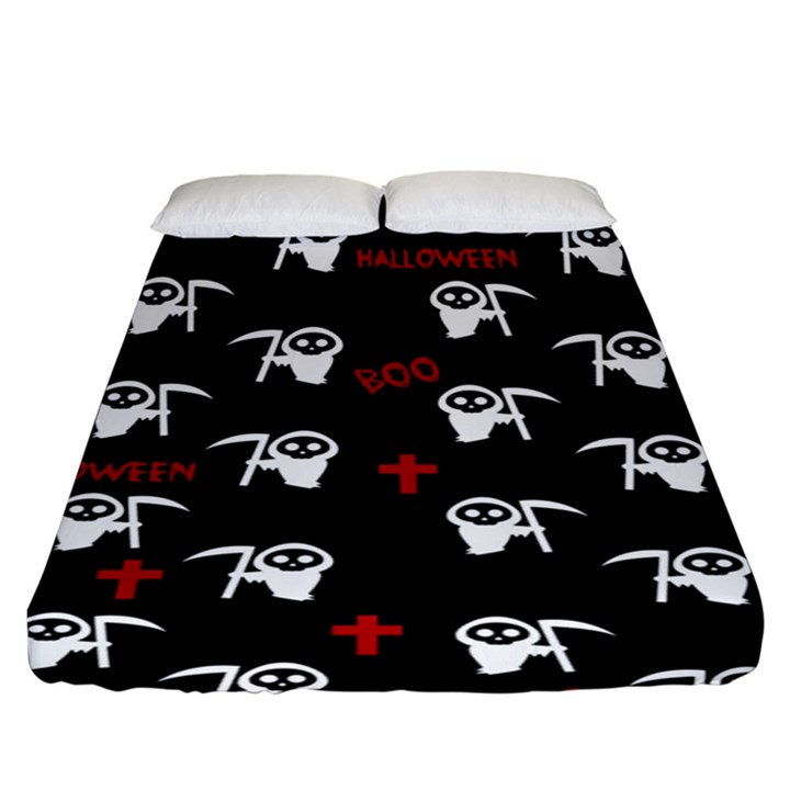 Death pattern - Halloween Fitted Sheet (King Size)