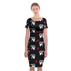 Death Pattern - Halloween Classic Short Sleeve Midi Dress by Valentinaart