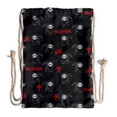 Death Pattern - Halloween Drawstring Bag (large) by Valentinaart