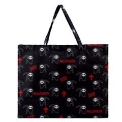 Death Pattern - Halloween Zipper Large Tote Bag by Valentinaart