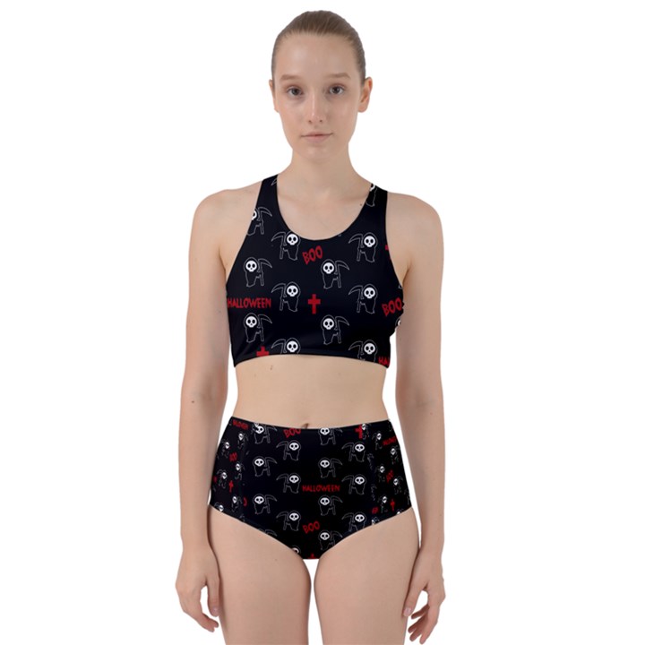 Death pattern - Halloween Racer Back Bikini Set