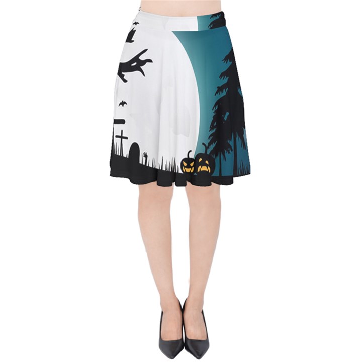 Halloween landscape Velvet High Waist Skirt