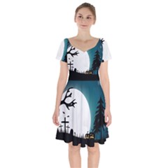 Halloween Landscape Short Sleeve Bardot Dress by Valentinaart