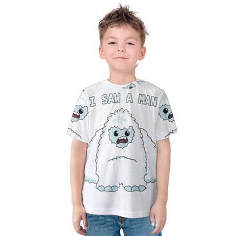 Yeti - I Saw A Man Kids  Cotton Tee by Valentinaart