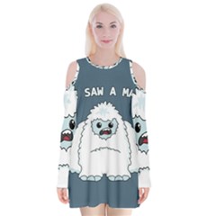 Yeti - I Saw A Man Velvet Long Sleeve Shoulder Cutout Dress by Valentinaart