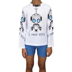 Cute Robot Kids  Long Sleeve Swimwear by Valentinaart