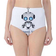 Cute Robot High-waist Bikini Bottoms by Valentinaart