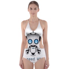 Cute Robot Cut-out One Piece Swimsuit by Valentinaart