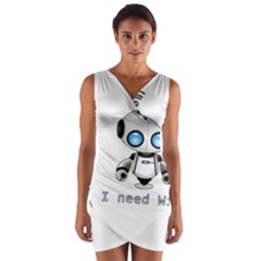 Cute Robot Wrap Front Bodycon Dress by Valentinaart