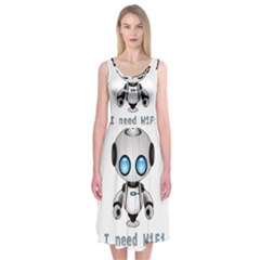 Cute Robot Midi Sleeveless Dress by Valentinaart