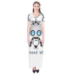 Cute Robot Short Sleeve Maxi Dress by Valentinaart