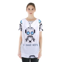 Cute Robot Skirt Hem Sports Top by Valentinaart