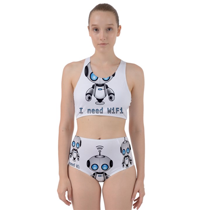 Cute Robot Racer Back Bikini Set