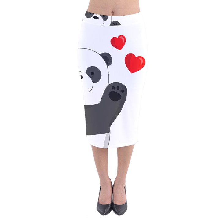 Cute panda Velvet Midi Pencil Skirt