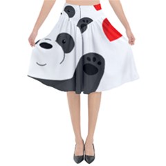 Cute Panda Flared Midi Skirt by Valentinaart