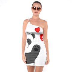 Cute Panda One Soulder Bodycon Dress by Valentinaart