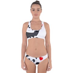 Cute Panda Cross Back Hipster Bikini Set by Valentinaart