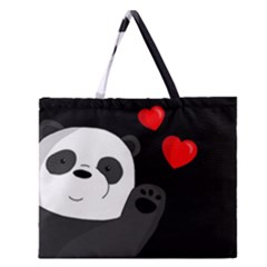 Cute Panda Zipper Large Tote Bag by Valentinaart