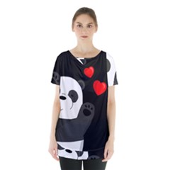 Cute Panda Skirt Hem Sports Top