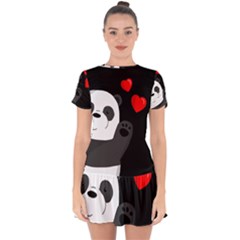 Cute Panda Drop Hem Mini Chiffon Dress