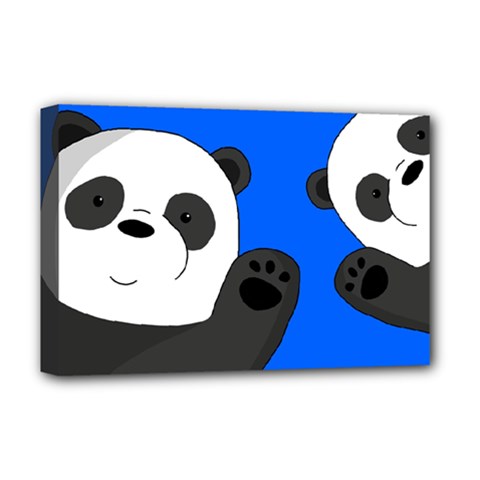 Cute Pandas Deluxe Canvas 18  X 12   by Valentinaart