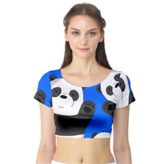 Cute Pandas Short Sleeve Crop Top (tight Fit) by Valentinaart