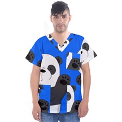 Cute Pandas Men s V-neck Scrub Top