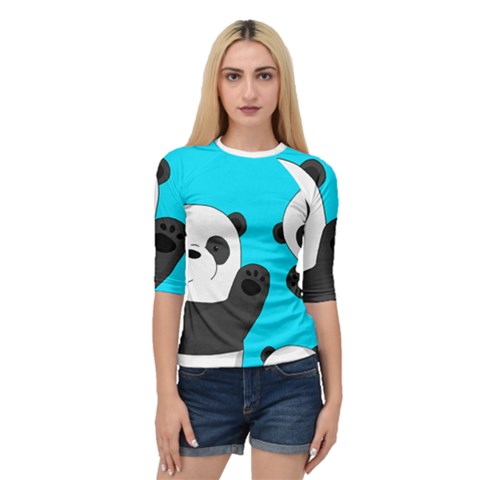 Cute Pandas Quarter Sleeve Raglan Tee by Valentinaart