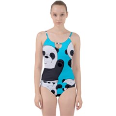 Cute Pandas Cut Out Top Tankini Set