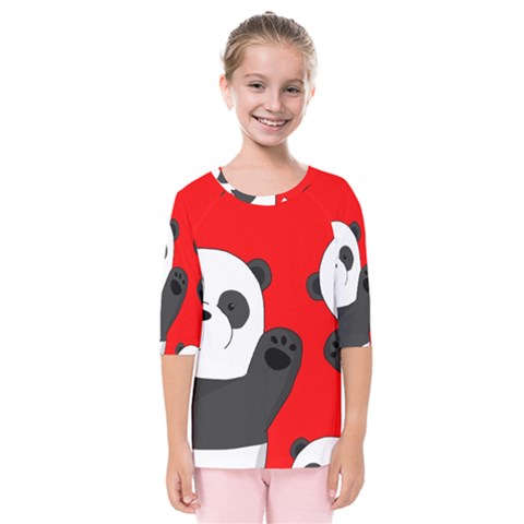 Cute Pandas Kids  Quarter Sleeve Raglan Tee by Valentinaart