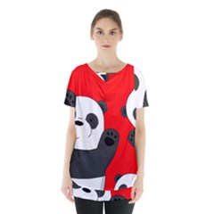 Cute Pandas Skirt Hem Sports Top