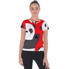 Cute Pandas Short Sleeve Sports Top  by Valentinaart