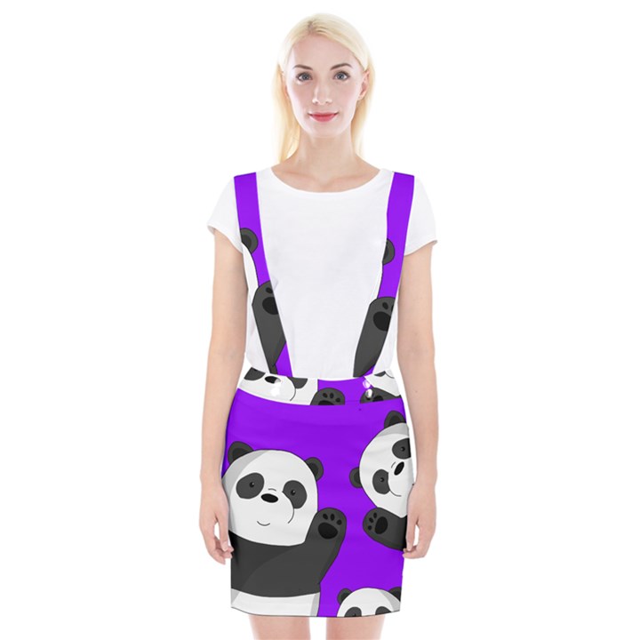 Cute pandas Braces Suspender Skirt