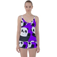 Cute Pandas Tie Front Two Piece Tankini by Valentinaart