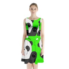 Cute Pandas Sleeveless Waist Tie Chiffon Dress by Valentinaart