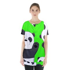 Cute Pandas Skirt Hem Sports Top